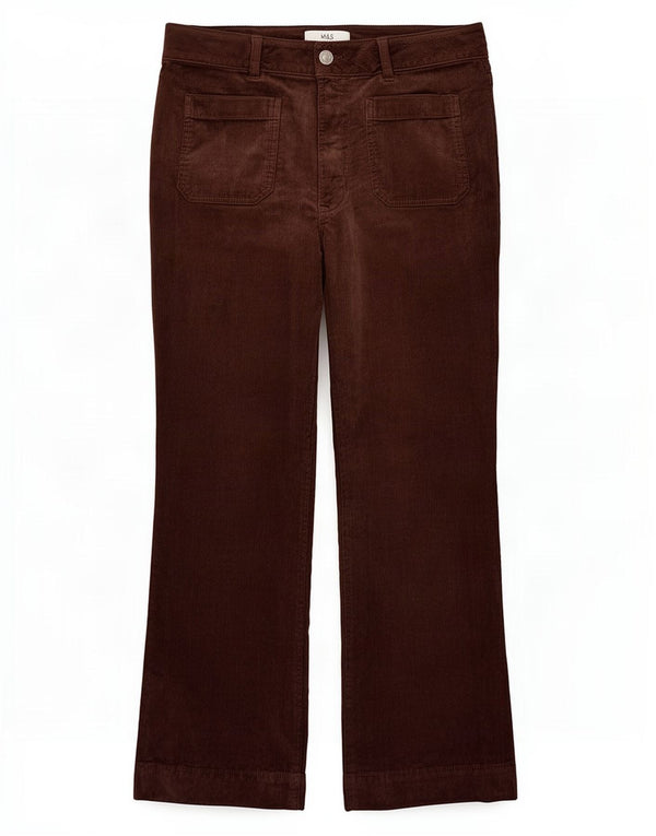 Pantaloni da donna in velluto a coste Bootcut Marks & Spencer UK 14 Medium W30 L27 Marrone