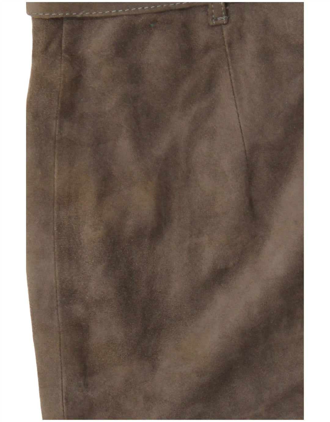 Gonna vintage in pelle scamosciata da donna IT 44 media W26 in pelle kaki