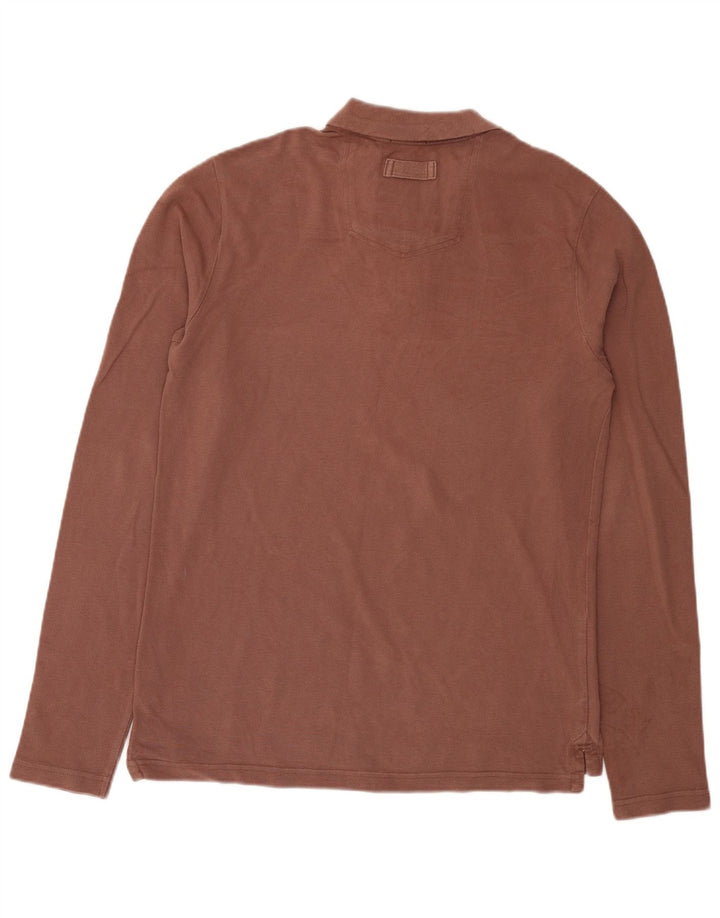 Polo da uomo a maniche lunghe Fat Face in cotone marrone medio
