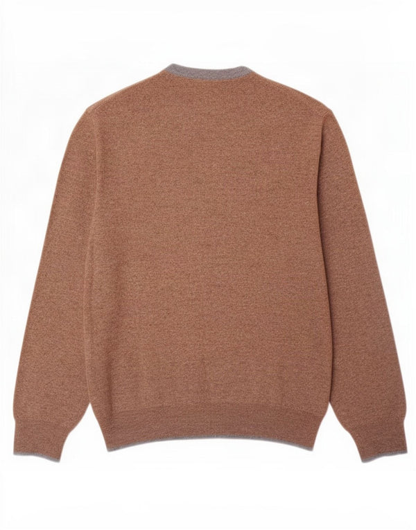 Maglione da uomo con scollo a V Brooksfield IT 52 Large in lana merino marrone