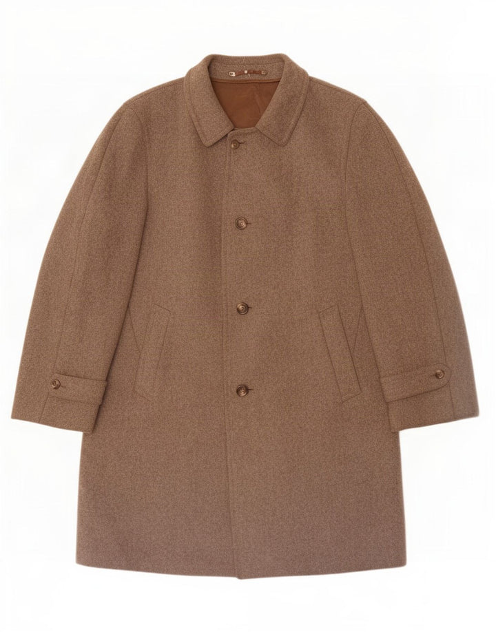 Soprabito vintage da uomo UK 38 in lana vergine marrone medio
