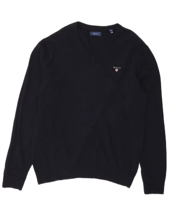 Gant Maglione da uomo con scollo a V XL in lana blu navy