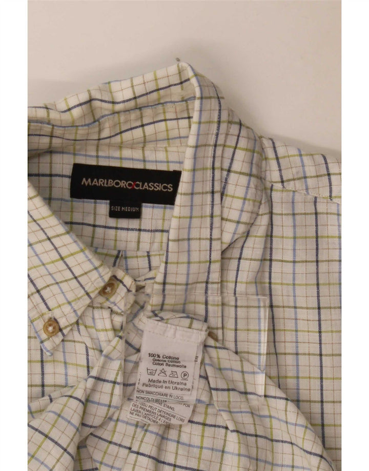 Camicia da uomo Marlboro Classics in cotone a quadri bianchi medi