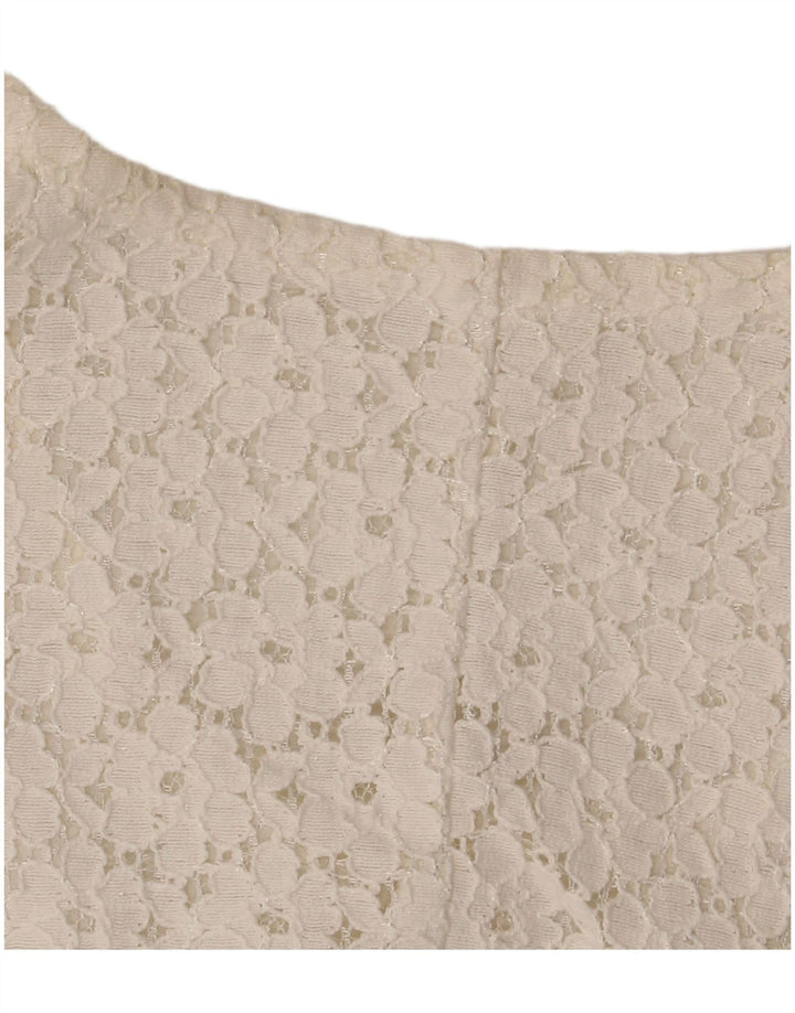 Camicetta da donna a maniche corte corta VINTAGE IT 46 Grande motivo floreale bianco sporco