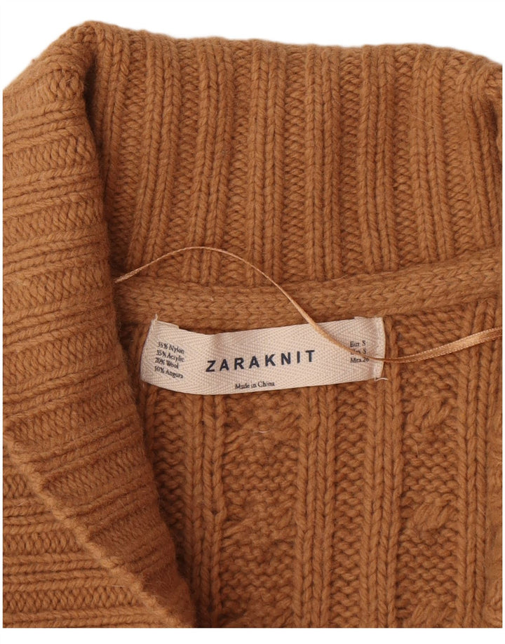 Maglione cardigan da donna Zara UK 10 piccolo nylon marrone