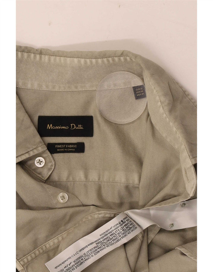 Camicia da uomo Massimo Dutti in cotone kaki medio