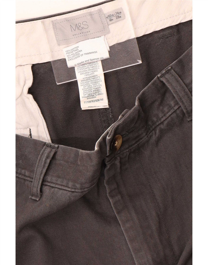 Pantaloni chino dritti da uomo Marks & Spencer W40 L29 cotone grigio