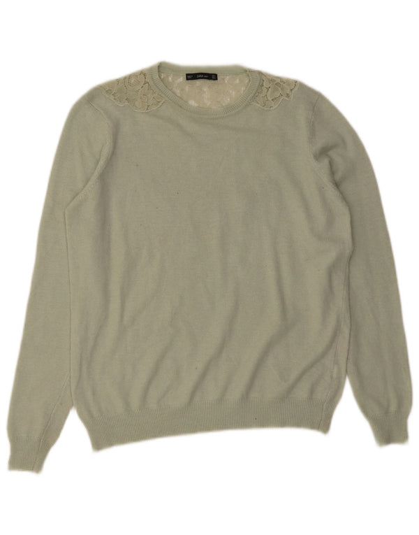 Maglione maglione girocollo da donna Zara UK 14 grande verde