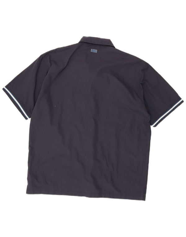 Camicia a maniche corte da uomo ADIDAS UK 44/46 Large in poliestere blu navy