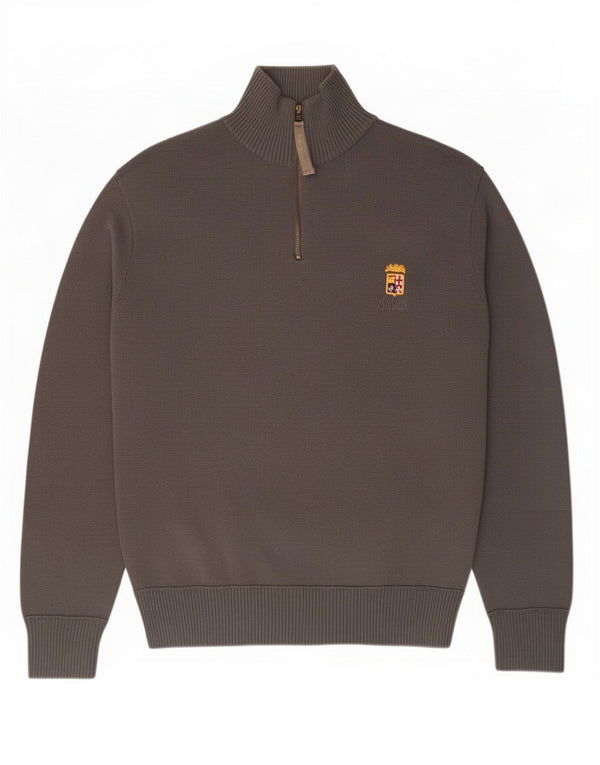 Marina Militare Maglione da uomo con zip e collo XL in cotone grigio