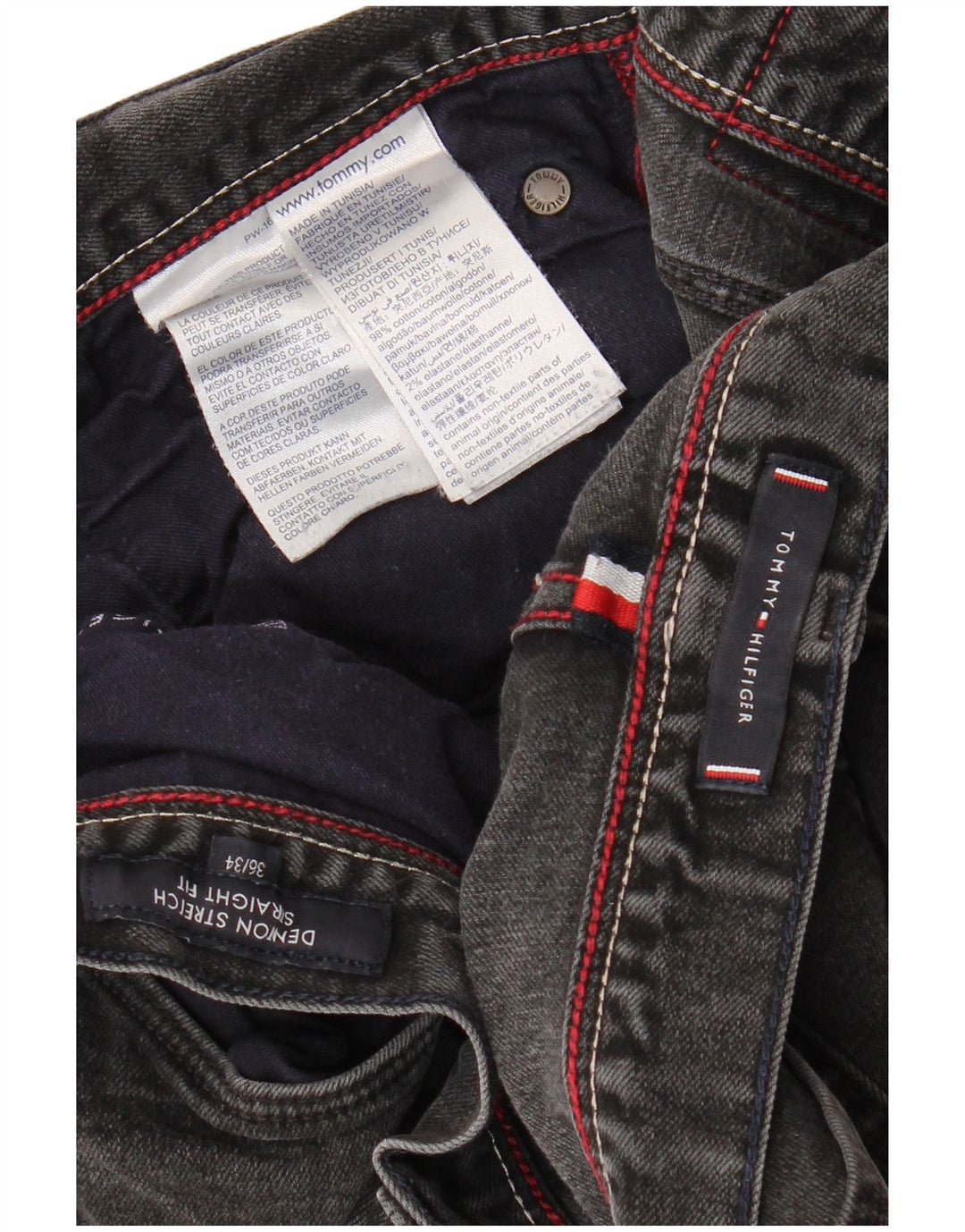 Tommy Hilfiger Uomo Denton Straight Jeans W36 L34 Cotone Grigio