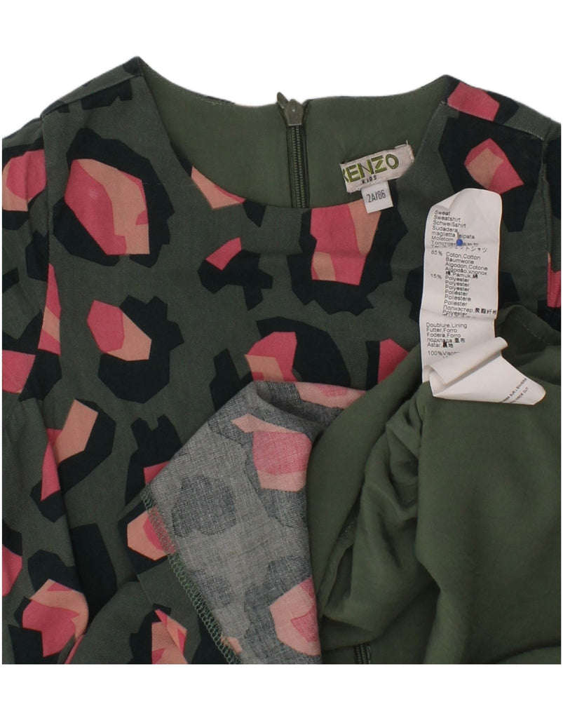 KENZO Baby Girls Abstract Pattern A-Line Dress 18-24 Months Green Cotton Vintage Kenzo and Second-Hand Kenzo from Messina Hembry 