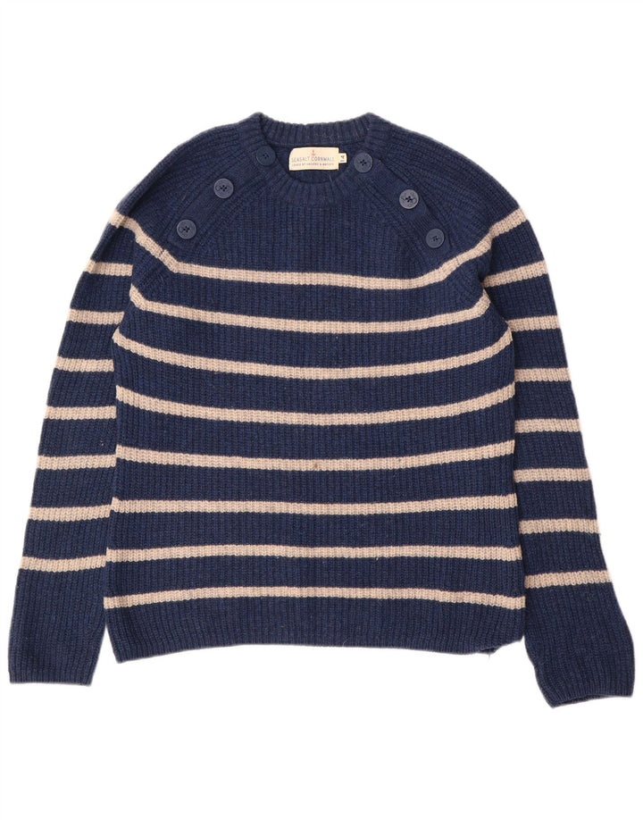Maglione maglione girocollo da donna SEASALT CORNWALL UK 14 grande blu navy