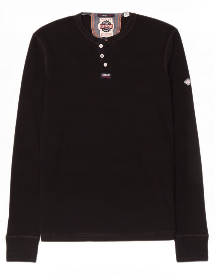 Top da uomo a maniche lunghe Superdry piccolo in cotone nero