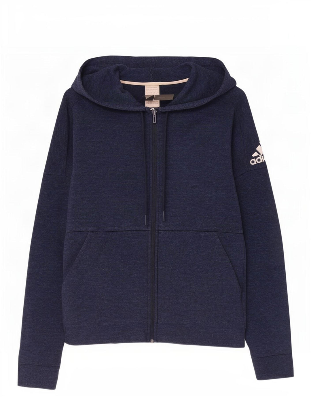 Maglione con cappuccio e zip da uomo Adidas in cotone blu navy medio