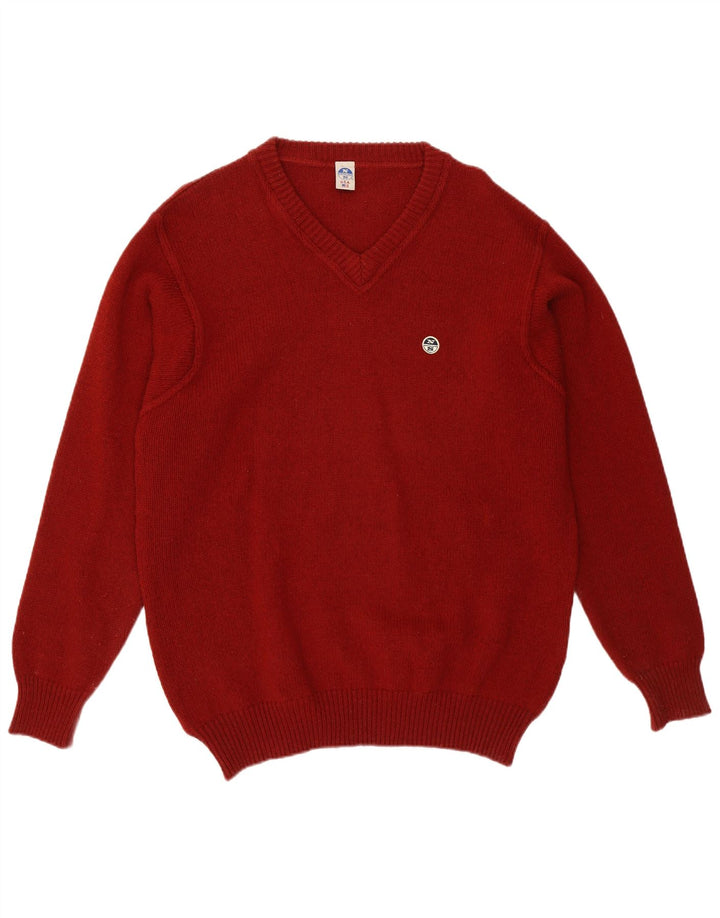 NORTH SAILS Maglione da uomo con scollo a V XL in lana bordeaux