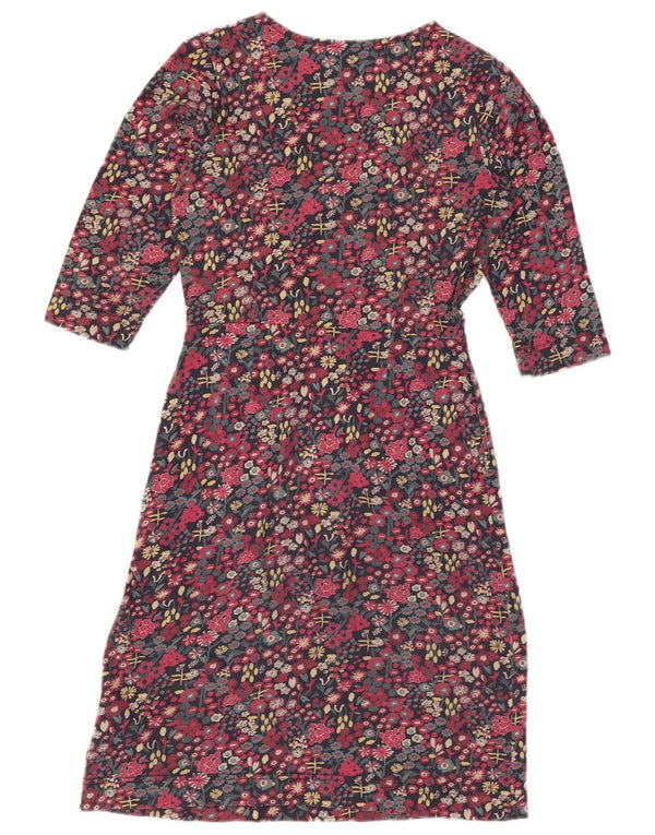 Abito a trapezio da donna con maniche a 3/4 Weird Fish UK 8 Piccolo floreale multicolore