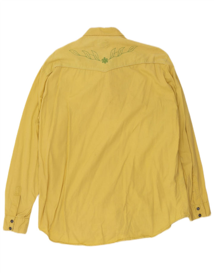 Camicia da uomo in velluto a coste Fiorucci in cotone floreale giallo medio