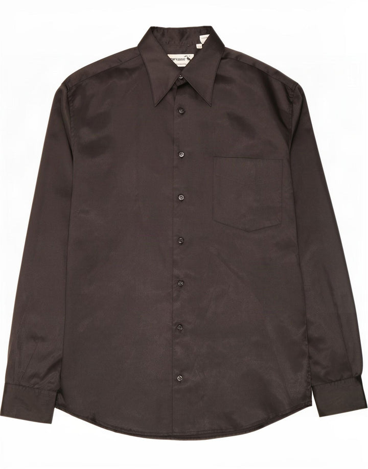 Camicia da uomo vintage grande in poliestere nero