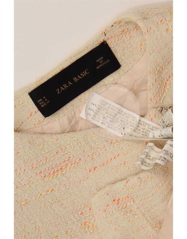Giacca blazer corta da donna Zara UK 12 Cotone screziato beige medio