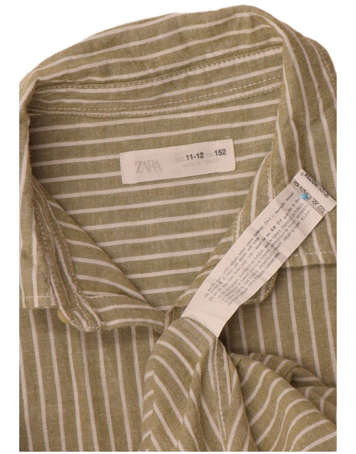Camicia Zara per ragazzi 11-12 anni Cotone gessato kaki