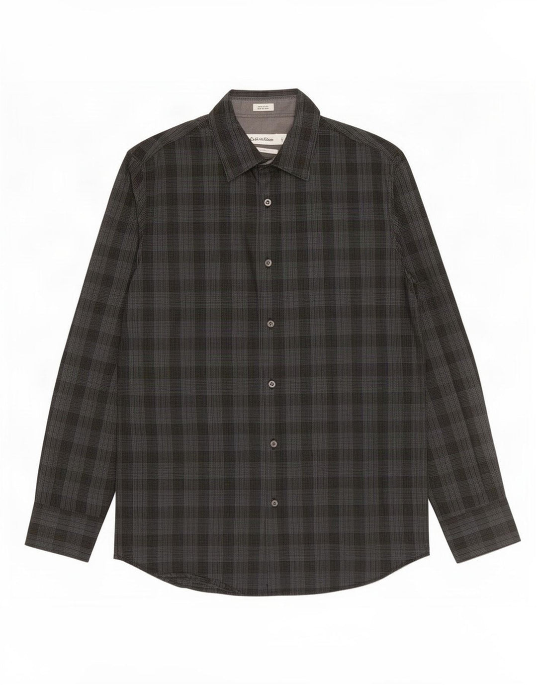 Camicia da uomo Calvin Klein Modern Fit piccola in cotone a quadri grigi