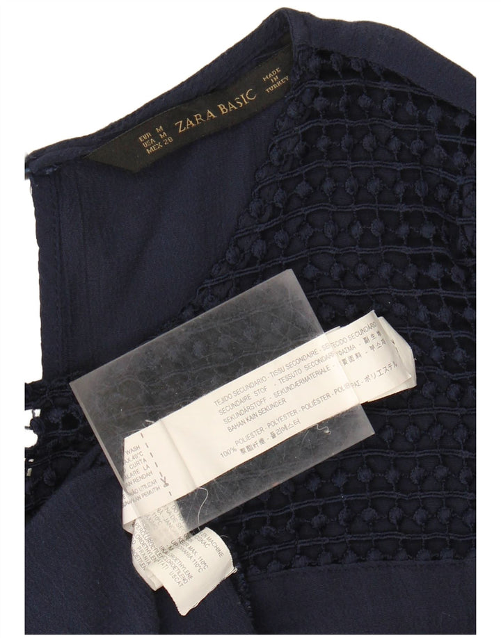 Abito a trapezio da donna Zara UK 12 poliestere blu navy medio