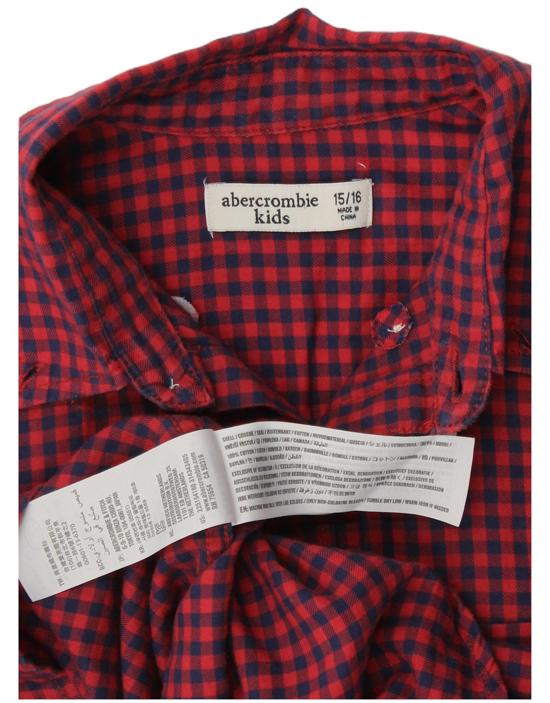 Camicia da ragazzo Abercrombie & Fitch 15-16 anni in cotone a quadretti rosso