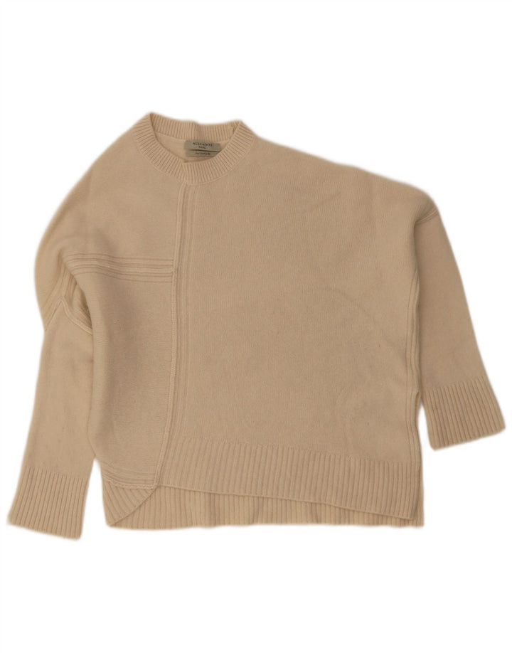 Maglione maglione girocollo a pipistrello da donna di All Saints UK 10 piccolo bianco sporco