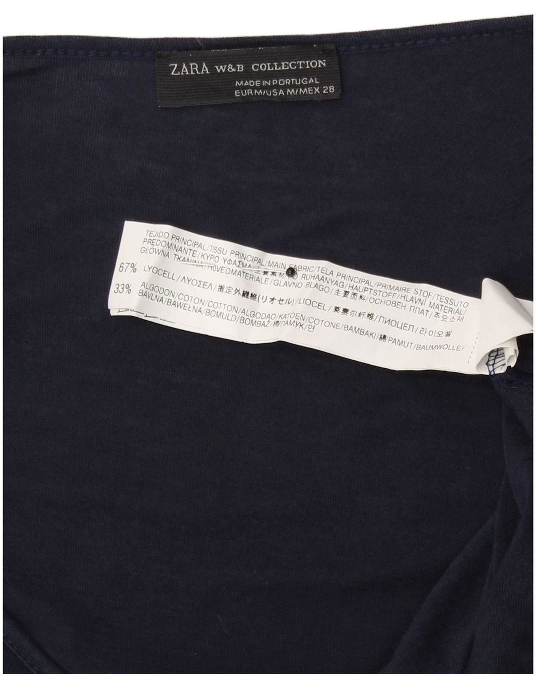 Canotta da donna Zara UK 12 Medium Navy Blue Colourblock Lyocell