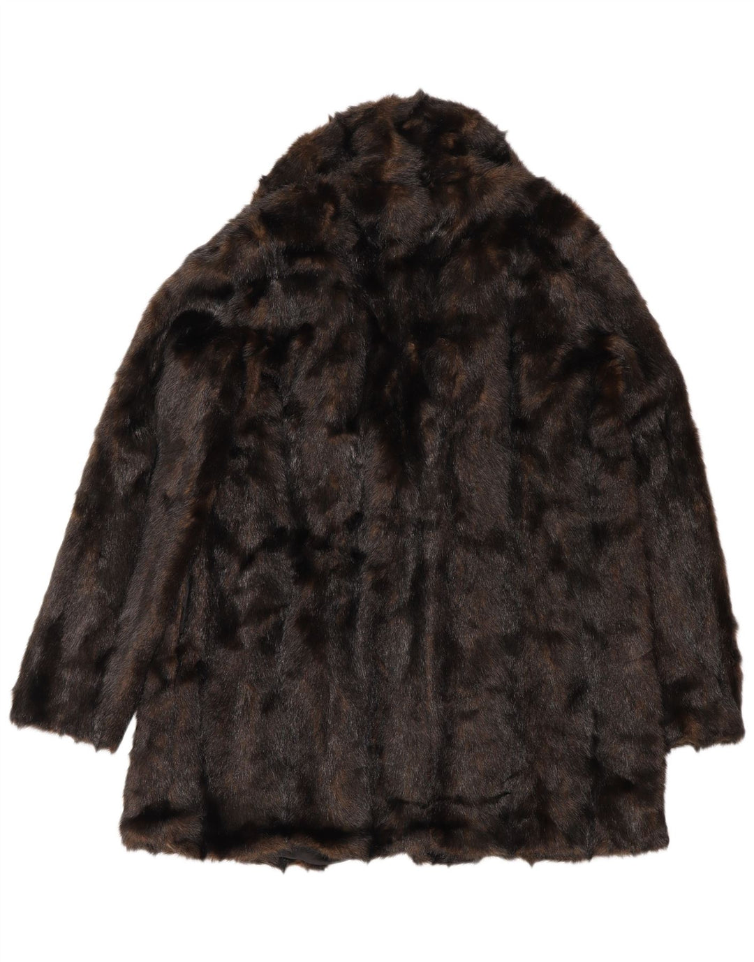 Soprabito oversize da donna in pelliccia sintetica Zara UK 10 piccolo marrone poliestere invernale