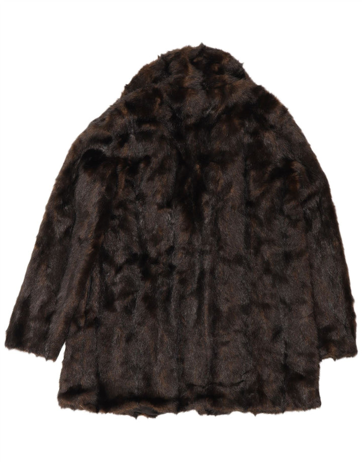Soprabito oversize da donna in pelliccia sintetica Zara UK 10 piccolo marrone poliestere invernale