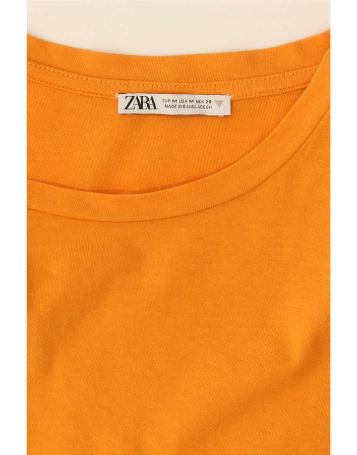 Top Blusa Donna Zara UK 12 Arancione Medio
