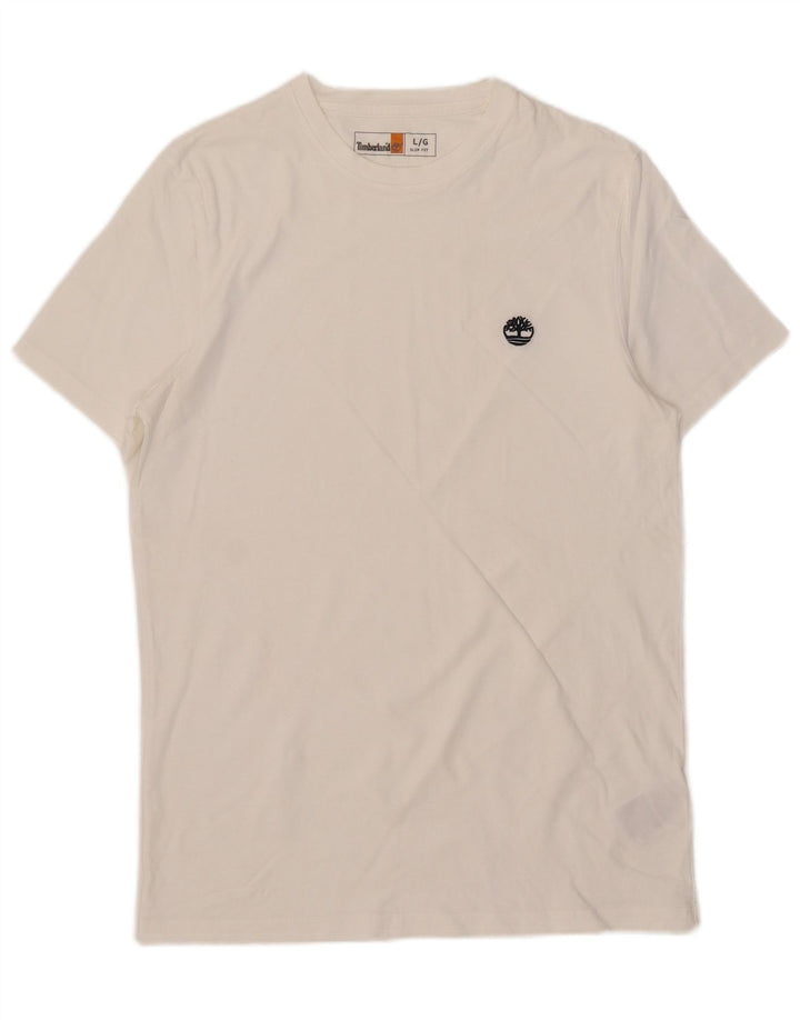 T-shirt da uomo slim fit Timberland Top grande in cotone bianco