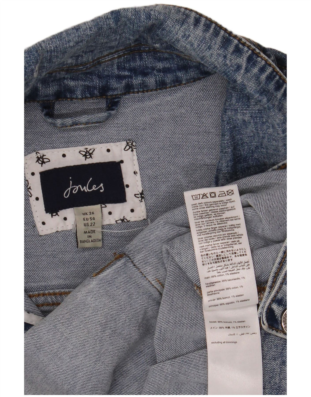 JOULES Giacca di jeans da donna UK 26 5XL Cotone blu