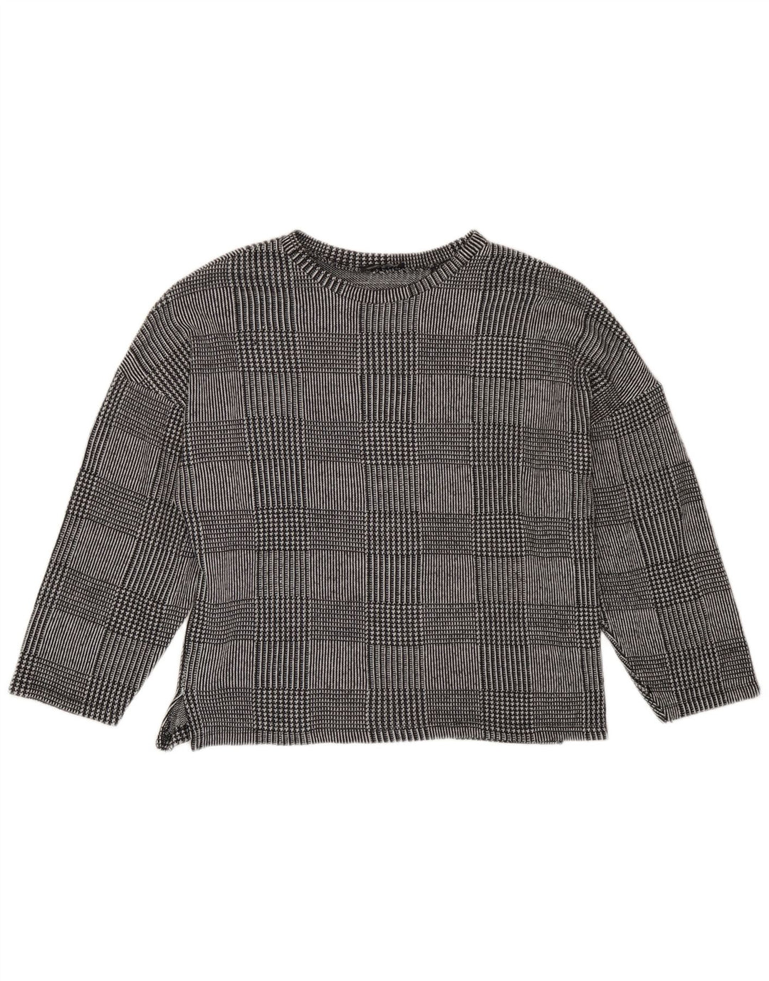 Top Zara da donna a maniche lunghe UK 14 Poliestere pied de poule grigio medio