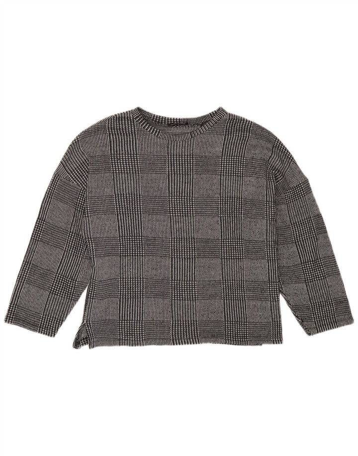 Top Zara da donna a maniche lunghe UK 14 Poliestere pied de poule grigio medio