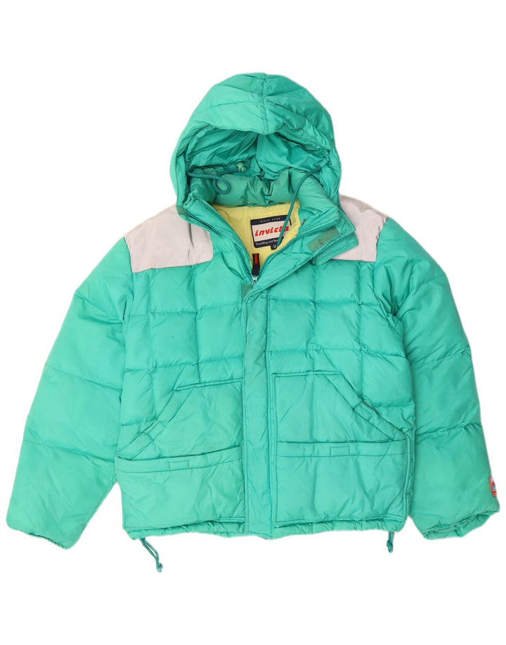 INVICTA Giacca imbottita con cappuccio da uomo IT 48 Nylon color block medio turchese