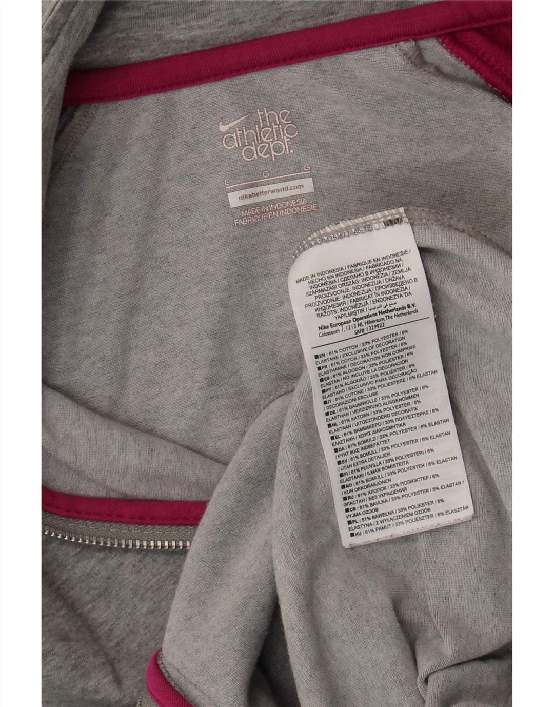 Giacca da ginnastica da donna Nike UK 16 Large in cotone color block grigio