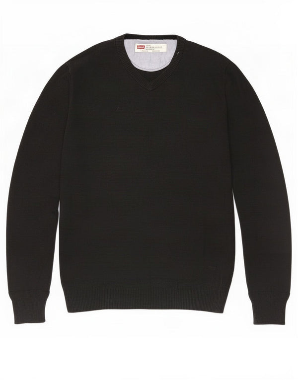 Levi's Mens Slim Fit V-Neck Jumper Sweater Small Black