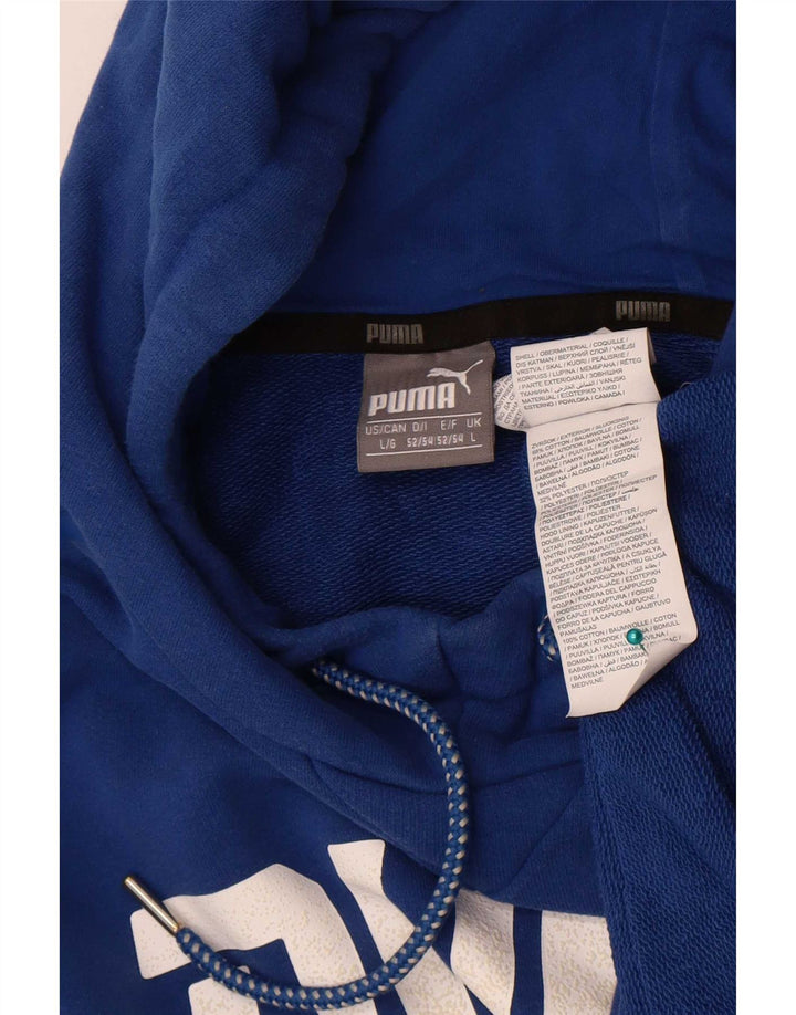 Felpa con cappuccio grafica da uomo Puma Large in cotone blu