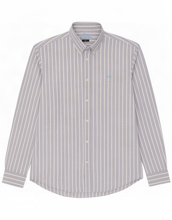 Harmont & Blaine Camicia stretta da uomo 2XL Cotone gessato blu