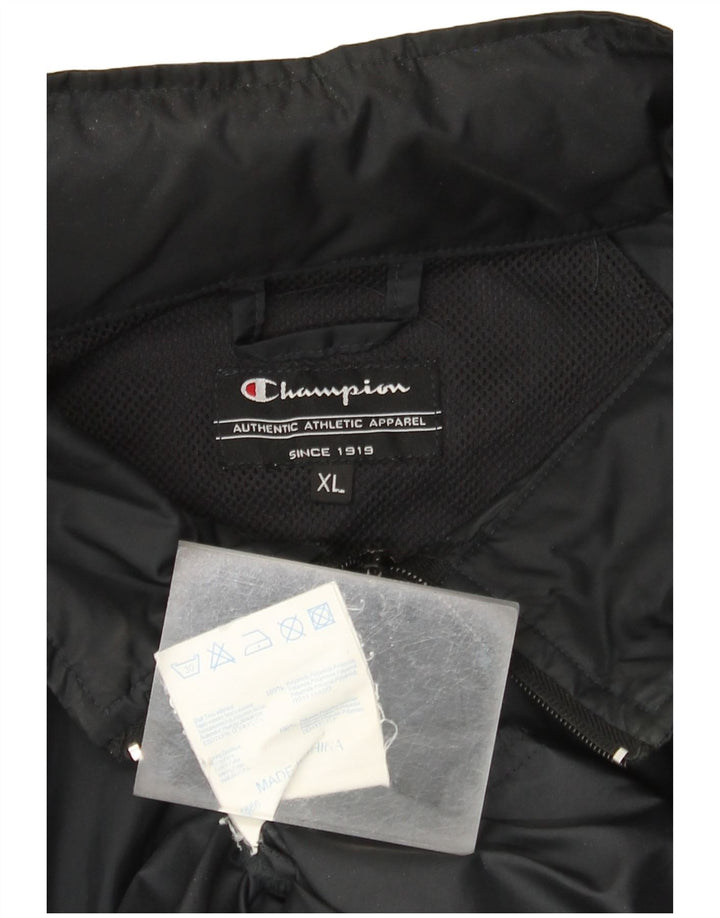 Giacca antipioggia con cappuccio da uomo Champion UK 42 XL nera in poliammide