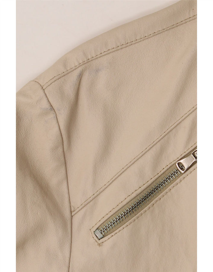 DAVIN Womens Leather Jacket UK 16 Large Beige Leather Vintage Davin and Second-Hand Davin from Messina Hembry 