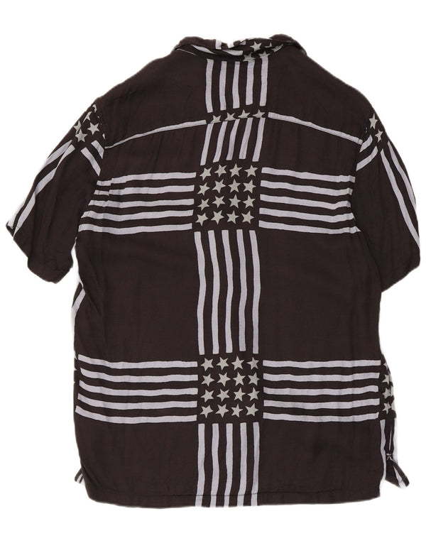 Camicia da uomo a maniche corte vestibilità rilassata All Saints piccola in viscosa a righe nere
