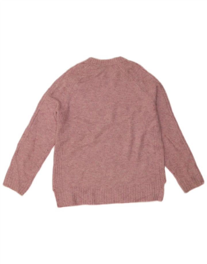 Maglione maglione girocollo da donna Marks & Spencer piccolo acrilico screziato rosa