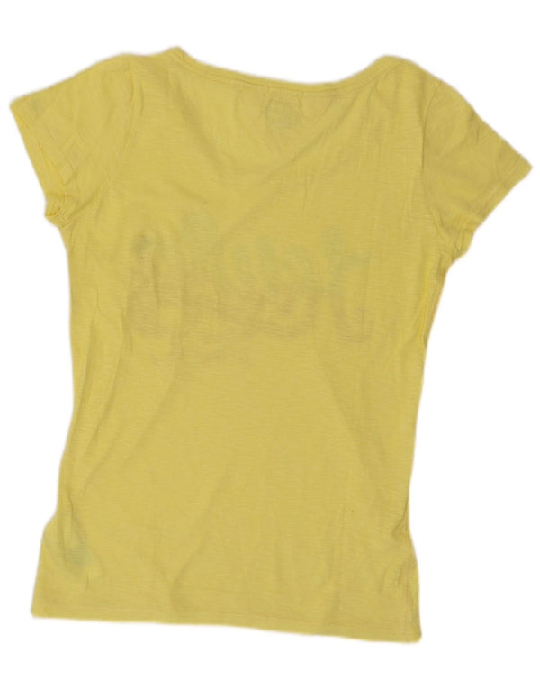 T-shirt grafica da donna Tommy Hilfiger Top UK 12 cotone giallo medio