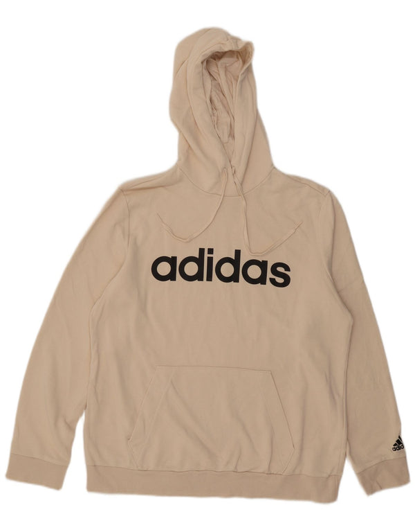 Felpa con cappuccio grafica da donna Adidas UK 20/22 XL cotone bianco sporco