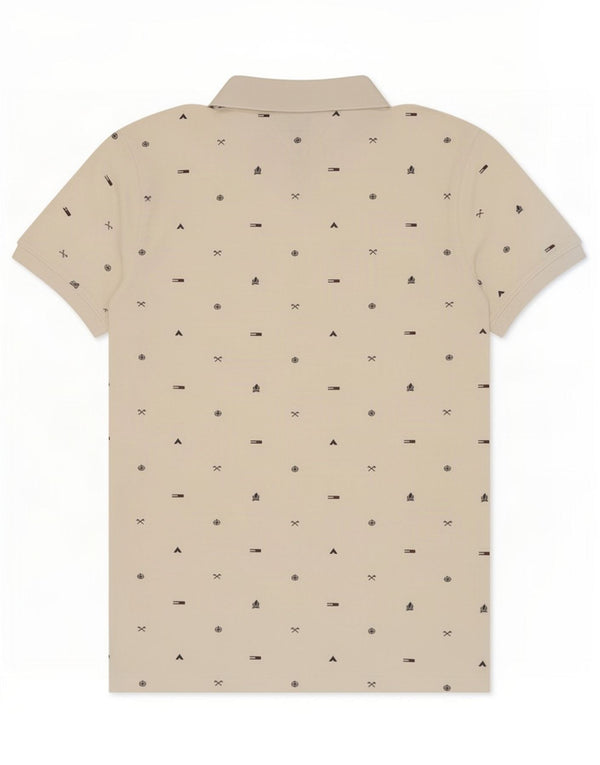 Polo da uomo slim fit grafica Tommy Hilfiger grande in cotone bianco sporco