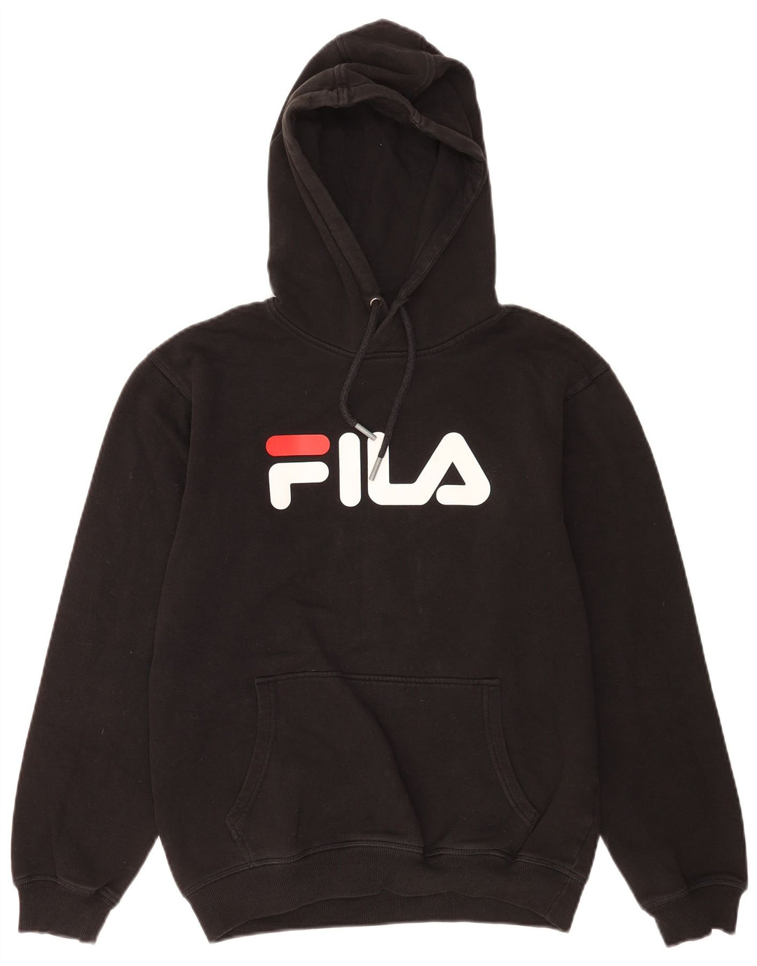 Felpa con cappuccio grafica da uomo Fila piccola in cotone nero